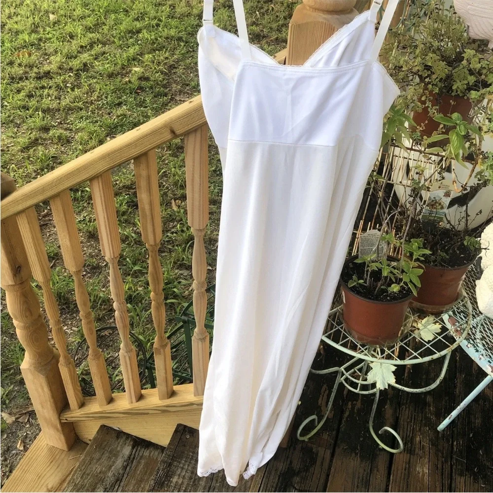 Sears Lingerie Nylon Slinky Lace Full Slip L 38 Off White Womens Vintage 70s 80s - Picture 7 of 8